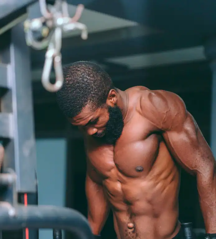 Muscular Man Training in Gym Setting